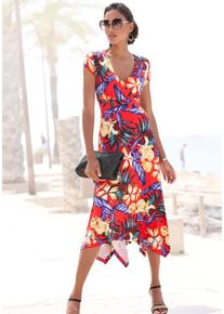 Lascana Sommerkleid mehrfarbig Gr. 34 für Damen. Mit Allover-Druck. Figurbetont. Nachhaltig.