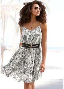 s.Oliver Sommerkleid mehrfarbig Gr. 34 für Damen. Mit tiefer V-Ausschnitt. Figurumspielend. Nachhaltig.