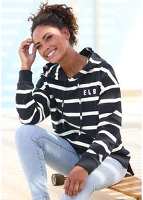 ELBSAND Kapuzensweatshirt mehrfarbig Gr. L (40) für Damen. Mit Logodruck. Figurumspielend. Nachhaltig.