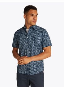 Tommy Hilfiger Herren Kurzarmhemd "FLEX POPLIN PALM SS SF SHIRT"night sky allover, casual, Gr. XXL, Web, Obermaterial: 100% Baumwolle, Hemden