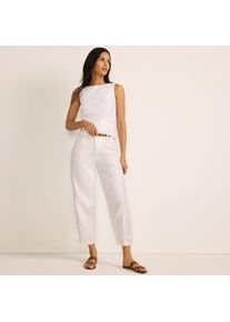 LANDS' END Premium Reinleinen-Barrelhose mit Bundfalten, Damen,  Wei&szlig;, Leinen, by Lands' End