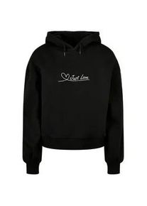 Kapuzenpullover Merchcode ""Merchcode Damen Ladies Just love Organic Oversized Hoody"", Damen, Gr. 3XL, schwarz, 100% Baumwolle, mehrfarbig, casual, oversize, ohne Ausschnitt, Langarm, Pullover