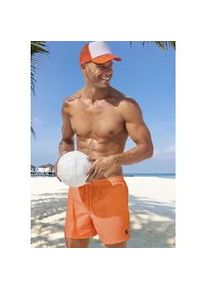 Badeshorts John Devin, Herren, Gr. L, N-Gr, orange, Microfaser, Recycling-Polyester, unifarben, Badehosen Badeshorts, mit klassischem Style