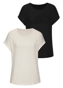 Vivance Kurzarmshirt 'aus weicher Piqué-Qualität' mehrfarbig Gr. 32/34 für Damen. Mit Rundhals. Lässig Geschnitten. Nachhaltig.