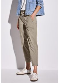 Street One Damen Stoffhose "Style Bonny"buff grau, casual, Gr. 44, unifarben, Web, Obermaterial: 98% Baumwolle, 2% Elasthan, Hosen, im Cargo Look
