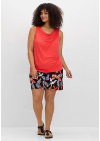 Große Größen Kurze, weite Shorts mit Blätterprint und Smokbund Gr. 54 schwarz geblümt von sheego für Damen