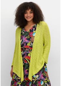 sheego by Joe Browns Große Größen Strickjacke im Häkel-Look, mit zipfeligem Saum Gr. 52/54 grün von sheego für Damen