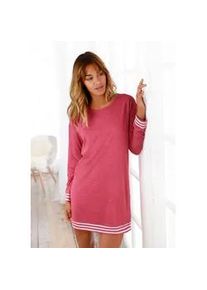 Nachthemd Arizona, Damen, Gr. 52/54, N-Gr, rot (dunkelrot), Jersey, Obermaterial: 60% Baumwolle, 40% Polyester, Basic, bequem ca. Mitte Oberschenkel, Rundhals, B&uuml;ndchen, Kleider Nachthemd, mit gestreiften B&uuml;ndchen, Topseller