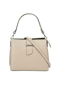 Henkeltasche CLUTY, Damen, Gr. B/H/T: 25cm x 21cm x 12cm onesize, beige, Leder, leicht gl&auml;nzend, unifarben, Taschen, echt Leder, Made in Italy