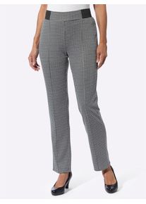 Classic Basics Damen Webhoseschwarz, steingrau pepita, Gr. 44, gemustert, Hahnentrittmuster, Glencheckmuster, 95% Polyester, 5% Elasthan, Hosen