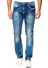 Rusty Neal Herren Straight-Jeans "NEW YORK 29", blau, casual, Gr. 38, unifarben, 99% Baumwolle, 1% Elasthan, Jeans, im modernen Used-Look