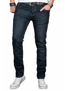 Herren Slim-fit-Jeans "ASLuca", blau, Gr. 38, Alessandro Salvarini, Destroyed-Effekte, leichte Abriebeffekte, Denim/Jeans, Obermaterial: 98%