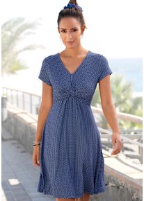 Vivance Damen Jerseykleid, blau, modisch, Gr. 38, gemustert, Jersey, Obermaterial: 95% Viskose, 5% Elasthan, Kleider, mit geometrischem Print,
