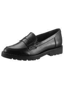 Tamaris Damen Slipper, Gr. 42, schwarz, Lederimitat, klassisch, Schuhe, mit dezenter Krokoprägung, schmale Form
