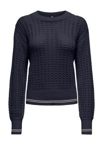 Only Damen Strickpullover "ONLASA LS DETAIL O-NECK CC KNT"night sky detail:birch, modisch, Gr. L, unifarben, Strick, Obermaterial: 60% Baumwolle, 40%
