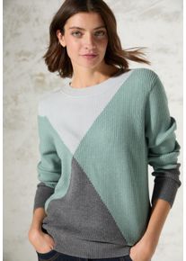 Cecil Damen Strickpullover, grün, casual, Gr. XXL, gemustert, Stoff, 50% Viskose, 28% Polyester, 22% Nylon, Pullover, mit grafischem Muster