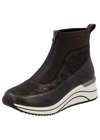 Remonte Damen Keilsneaker, Gr. 43, braun, Lederimitat, Textil, sportlich, Schuhe, Schlupfboots, Freizeitschuh, High-Top-Sneaker, Front-Reißverschluss