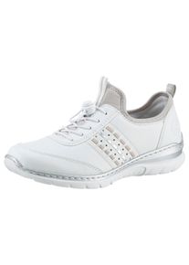 Rieker Damen Slip-On Sneaker, Gr. 41, weiß, Lederimitat, Textil, sportlich, Schuhe, Slipper, Schlupfschuh, Freizeitschuh 150 Jahre Rieker