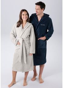 Unisex-Bademantel Bruno Banani, grau, Veloursfrottier, Hausmäntel, "Daniel, ideal für Sauna & Spa, Hotelbademantel, Morgenmantel", Damen & Herren