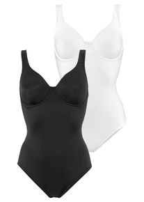 Nuance Damen T-Shirt-Body, Gr. 75, schwarz, Obermaterial: 77% Polyamid (TACTEL), 16% Elasthan (LYCRA), 7% Baumwolle, Basic, Bodies, mit Bügel, mit