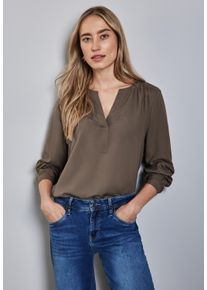 Street One Damen Langarmbluse, braun, casual, Gr. 38, Web, Obermaterial: 100% Viskose, Blusen, im Tunika-Stil