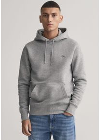 Gant Herren Hoodie "REG SHIELD HOODIE", grau, casual, Gr. L, meliert, Sweatware, Obermaterial: 80% Baumwolle, 20% Polyester, Sweatshirts, mit