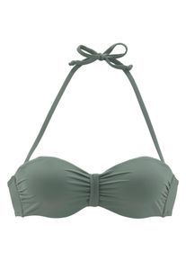 Bench. Damen Bügel-Bandeau-Bikini-Top, grün, Gr. 34, unifarben, Microfaser, Polyamid, Bikini-Oberteile, im Uni-Style