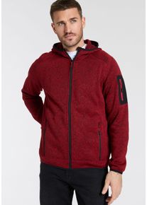 CMP Herren Strickfleecejacke "MAN JACKET FIX HOOD", grau, sportlich, Gr. 56, meliert, Strick, Fleece, Obermaterial: 100% Polyester, Jacken