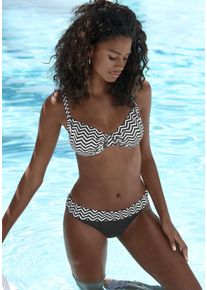 JETTE Damen Bügel-Bikini, schwarz-weiß, Gr. 36, bedruckt, Polyamid, Bikini-Sets, im trendigen Zick-Zack-Design
