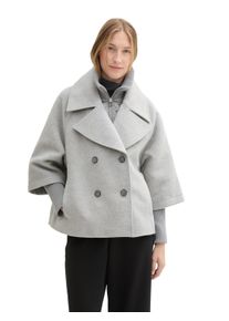Tom Tailor Damen Cabanjacke, grau, casual, Gr. XXXL, meliert, Obermaterial: 80% Polyester, 20% Wolle. Futter: 100% Polyester, Jacken, mit Wollanteil