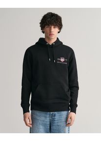 Gant Herren Hoodie "REG MEDIUM ARCHIVE SHIELD HOODIE", schwarz, casual, Gr. S, Sweatware, Obermaterial: 78% Baumwolle, 22% Polyester, Sweatshirts