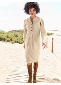 Heine Damen A-Linien-Kleid "Cord-Kleid", beige, Gr. 48, unifarben, 100% Baumwolle, Kleider