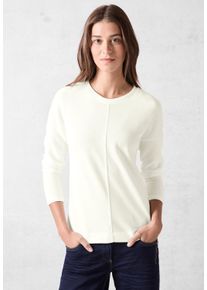 Cecil Damen Langarmshirt, weiß, casual, Gr. XXL, gestreift, Stoff, 80% Viskose, 17% Polyester, 3% Elasthan, Shirts, mit Streifen-Struktur