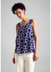Street One Damen Blusentop, blau, casual, Gr. 36, bedruckt, Stoff, 100% Viskose, Blusen, aus softer Viskose