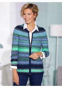 Classic Basics Damen Strickjackemarine, petrol, gemustert, Gr. 54, gemustert, mehrfarbig, 100% Polyacryl, Strickjacken