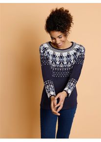 Classic Basics Damen Jacquardpullover "Jacquard-Pullover", bunt, Gr. 38, gemustert, Norwegermuster, 100% Polyacryl, Pullover