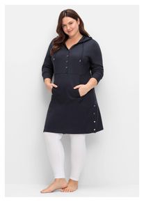 sheego Damen Sweatkleid "Große Größen", blau, casual, Gr. 52, unifarben, Obermaterial: 50% Baumwolle, 50% Modal, Kleider, mit Seitenschlitzen und
