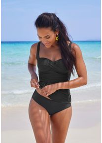 Lascana Damen Bikini-Hose "Comfy", schwarz, Gr. 38, unifarben, Recycling-Polyamid, Badehosen, in höherer Schnittform
