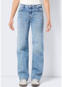 Noisy may Damen Straight-Jeans "NMYOLANDA NW WIDE JEANS AZ236LB NOOS", blau, modisch, Gr. 30, unifarben, Denim/Jeans, Obermaterial: 99% Baumwolle, 1%