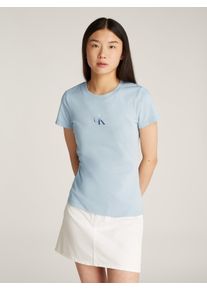 Damen T-Shirt "GRADIENT MONOLOGO SLIM TEE"niagara mist, Basic, Gr. XS, Calvin Klein Jeans, unifarben, Jersey, Obermaterial: 100% Baumwolle, Shirts,