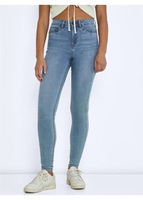 Noisy may Damen Skinny-fit-Jeans "NMCALLIE HW SKINNY JEANS VI059LB NOOS", blau, modisch, Gr. 25, unifarben, Denim/Jeans, Obermaterial: 75% Baumwolle,