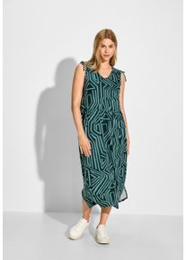 Cecil Damen Jerseykleid, grün, casual, Gr. L, bedruckt, Stoff, 95% Livaeco Viscose, 5% Elasthan, Kleider, mit Taillierung
