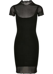 Urban Classics Damen Shirtkleid "Urban Classics Damen Ladies Mesh Double Layer Dress", schwarz, klassisch, Gr. S, unifarben, 94% Polyamid, 6%