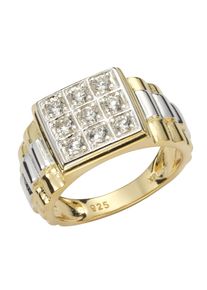 Firetti Herren Fingerring "Schmuck Geschenk Silber 925 Herrenring Silberring Siegelring Pavé", 21, Silber 925 (Sterlingsilber), 2mm, gelb, Silber 925