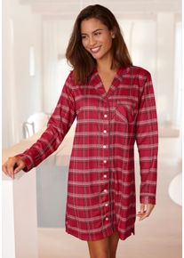 H.I.S. H.I.S Damen Nachthemd, Gr. 32, rot, Flanell, Obermaterial: 100% Baumwolle, klassisch, Kleider, aus Flanell im Karo-Design