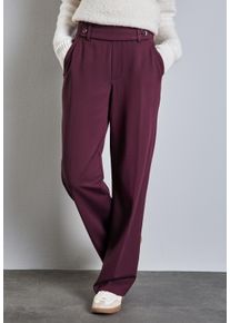 Street One Damen Stoffhose, rot, casual, Gr. 46, unifarben, Web, Obermaterial: 61% Viskose, 32% Polyamid, 7% Elasthan, Hosen, mit Knopfdetail am Bund