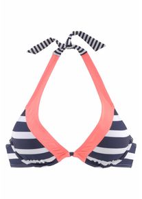 Kangaroos Damen Bügel-Bikini-Top "Anita", blau, Gr. 36, gestreift, kontrastfarbene Details, Microfaser, Polyamid, Bikini-Oberteile, im angesagten