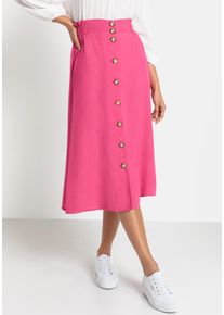 Lascana Damen Sommerrock, pink, modisch, Gr. 34, unifarben, Web, Obermaterial: 58% Viskose, 28% Baumwolle, 14% Leinen, Röcke, in Midilänge aus