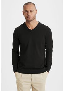 H.I.S. H.I.S Herren Strickpullover, schwarz, Basic, Gr. S, unifarben, Feinstrick, Obermaterial: 60% Baumwolle, 40% Polyester, Pullover, mit V-Ausschnitt,