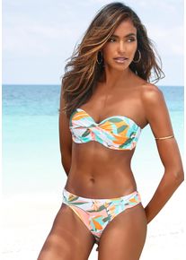 Sunseeker Damen Bügel-Bandeau-Bikini "Allis", gelb, Gr. 34, bedruckt, Microfaser, Microfaser, Bikini-Sets, mit Blätterdruck